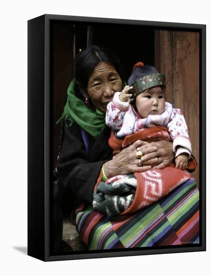 Woman with Child, Tibet-Michael Brown-Framed Stretched Canvas