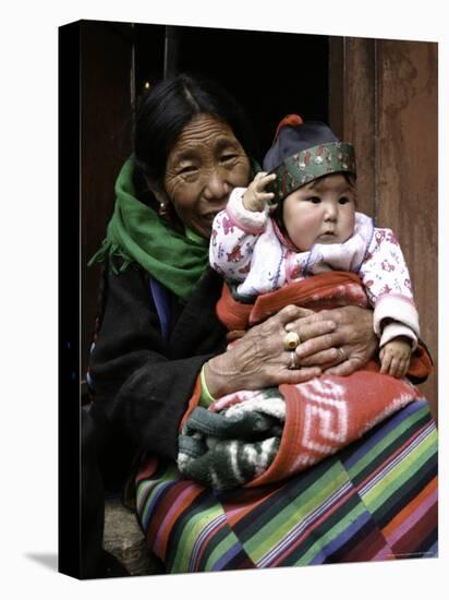 Woman with Child, Tibet-Michael Brown-Stretched Canvas