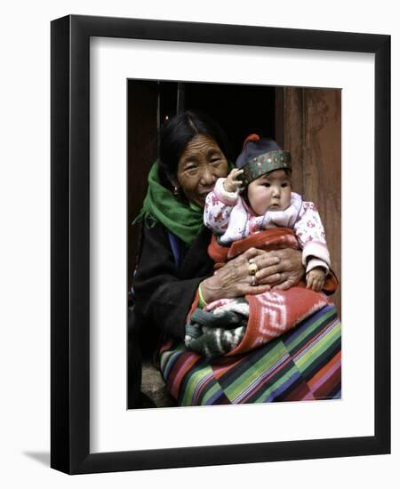 Woman with Child, Tibet-Michael Brown-Framed Premium Photographic Print