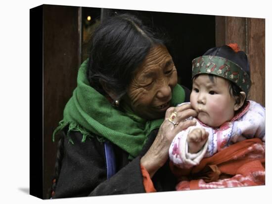 Woman with Child, Tibet-Michael Brown-Stretched Canvas