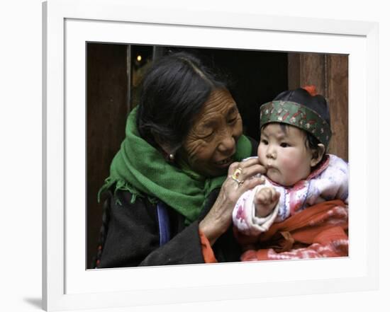 Woman with Child, Tibet-Michael Brown-Framed Photographic Print