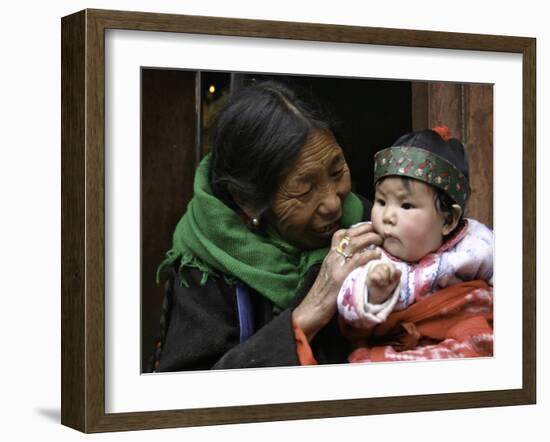 Woman with Child, Tibet-Michael Brown-Framed Photographic Print