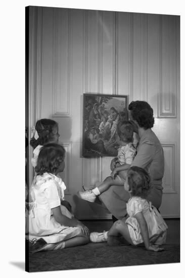 Woman with Children Looking at Picture-Philip Gendreau-Stretched Canvas