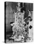 Woman with Christmas Tree and Gifts-null-Stretched Canvas