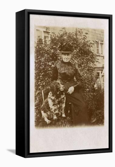 Woman with Cocker Spaniel-null-Framed Stretched Canvas