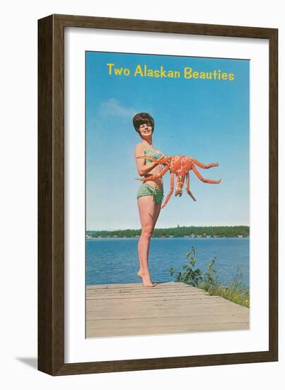 Woman with Crab, Alaskan Beauties-null-Framed Art Print