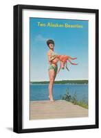 Woman with Crab, Alaskan Beauties-null-Framed Art Print