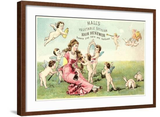 Woman with Cupids and Rabbits--Framed Art Print