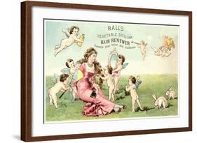 Woman with Cupids and Rabbits-null-Framed Art Print