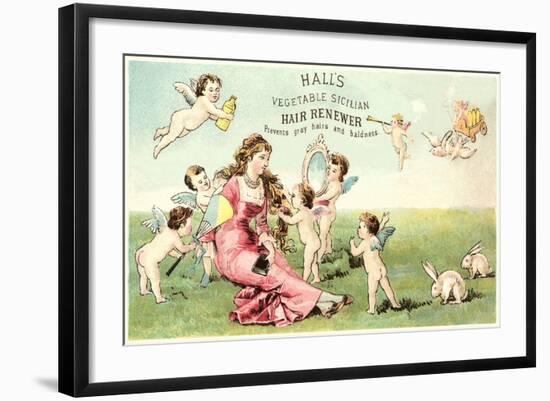 Woman with Cupids and Rabbits-null-Framed Art Print