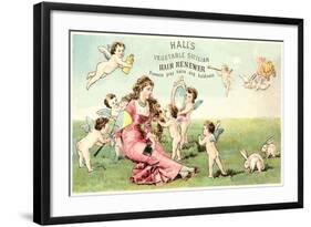 Woman with Cupids and Rabbits-null-Framed Art Print