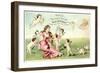 Woman with Cupids and Rabbits-null-Framed Art Print