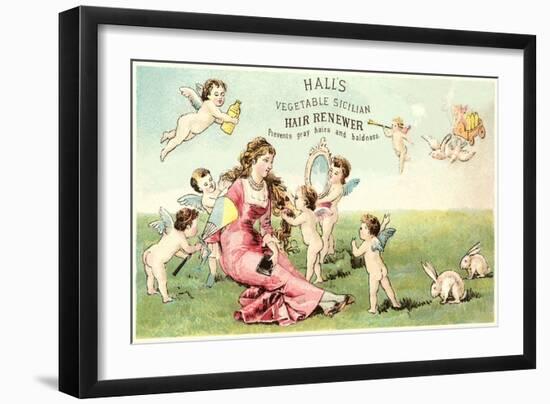 Woman with Cupids and Rabbits-null-Framed Art Print