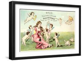 Woman with Cupids and Rabbits-null-Framed Art Print