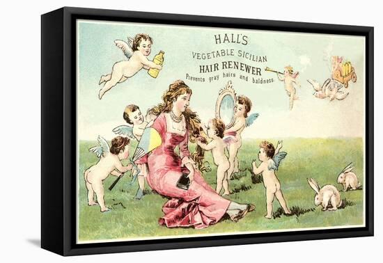 Woman with Cupids and Rabbits-null-Framed Stretched Canvas