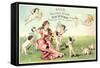 Woman with Cupids and Rabbits-null-Framed Stretched Canvas