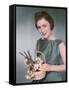 Woman with Daffodils-Charles Woof-Framed Stretched Canvas