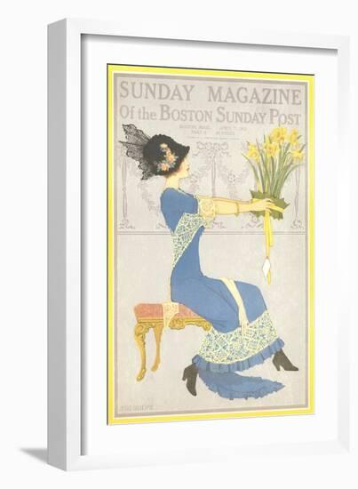 Woman with Daffodils-null-Framed Art Print