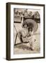 Woman with Dog and Parasol on a Beach-null-Framed Photographic Print