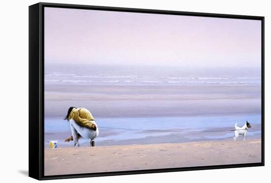 Woman with Dog-Mark Van Crombrugge-Framed Stretched Canvas