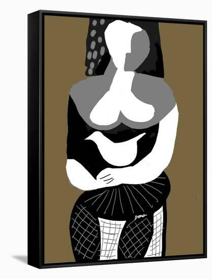 Woman with Dove-Diana Ong-Framed Stretched Canvas