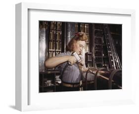 Woman with Drill-null-Framed Art Print