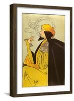 Woman with Elaborate Smoke Ring-null-Framed Art Print