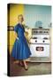 Woman with Electric Stove, Retro-null-Stretched Canvas
