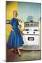 Woman with Electric Stove, Retro-null-Mounted Art Print