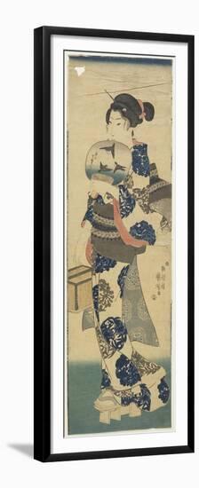 Woman with Fan and Cricket Cage, 1843-1847-Utagawa Kuniyoshi-Framed Premium Giclee Print