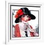 "Woman with Fan,"August 1, 1925-J. Knowles Hare-Framed Giclee Print