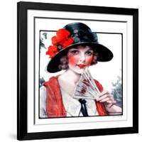 "Woman with Fan,"August 1, 1925-J. Knowles Hare-Framed Giclee Print