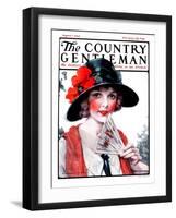"Woman with Fan," Country Gentleman Cover, August 1, 1925-J. Knowles Hare-Framed Giclee Print