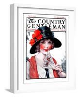 "Woman with Fan," Country Gentleman Cover, August 1, 1925-J. Knowles Hare-Framed Giclee Print