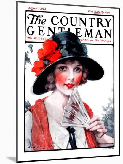 "Woman with Fan," Country Gentleman Cover, August 1, 1925-J. Knowles Hare-Mounted Giclee Print