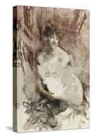 Woman with Fan Seated in a Theatre Box (Countess of Rast), Ca 1878-Giovanni Boldini-Stretched Canvas