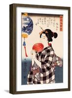 Woman with Fan-Kuniyoshi Utagawa-Framed Giclee Print