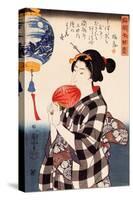 Woman with Fan-Kuniyoshi Utagawa-Stretched Canvas