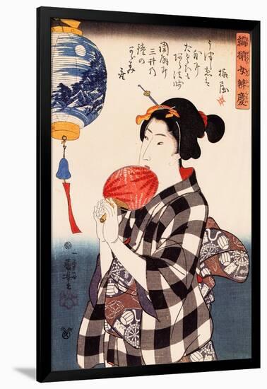 Woman with Fan-Kuniyoshi Utagawa-Framed Giclee Print