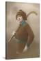 Woman with Field Hockey Stick-null-Stretched Canvas