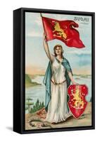 Woman with Flag and Seal of Finland-null-Framed Stretched Canvas