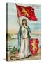 Woman with Flag and Seal of Finland-null-Stretched Canvas