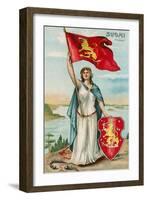 Woman with Flag and Seal of Finland-null-Framed Art Print