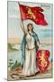 Woman with Flag and Seal of Finland-null-Mounted Art Print