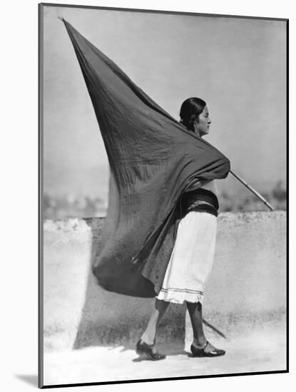 Woman with Flag, Mexico City, 1928-Tina Modotti-Mounted Giclee Print