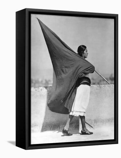 Woman with Flag, Mexico City, 1928-Tina Modotti-Framed Stretched Canvas