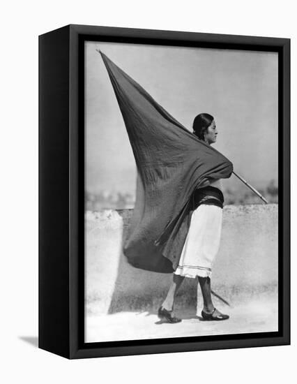 Woman with Flag, Mexico City, 1928-Tina Modotti-Framed Stretched Canvas