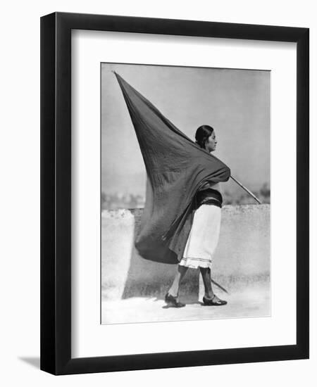 Woman with Flag, Mexico City, 1928-Tina Modotti-Framed Giclee Print