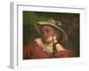 Woman with Flowers on Her Hat-Gustave Courbet-Framed Giclee Print