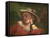 Woman with Flowers on Her Hat-Gustave Courbet-Framed Stretched Canvas